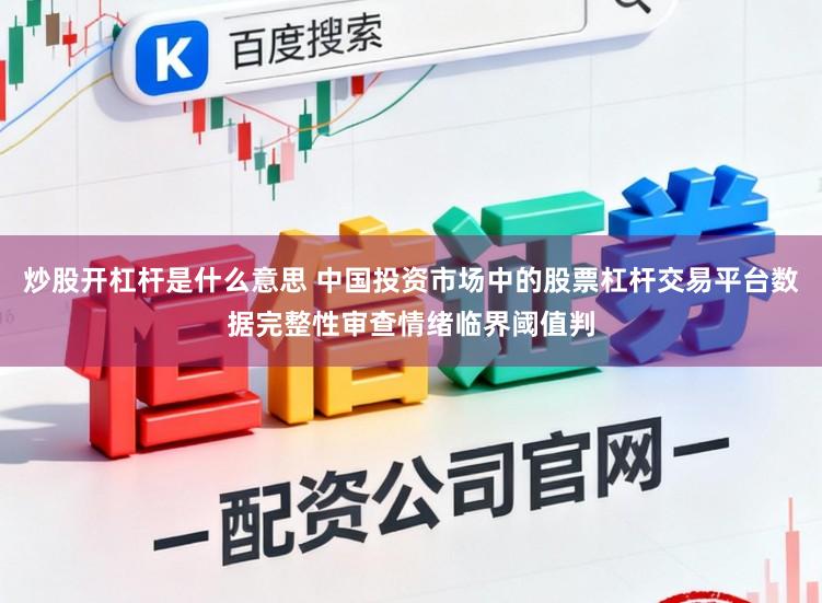 炒股开杠杆是什么意思 中国投资市场中的股票杠杆交易平台数据完整性审查情绪临界阈值判